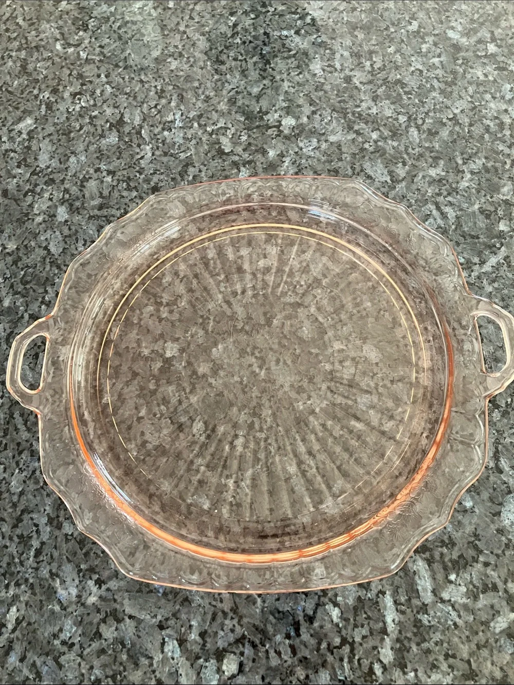 Vintage Anchor Hocking 1930’s Glass Pink “Mayfair Open Rose”  Cake Plate